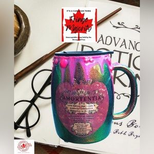 Love potion epoxy travel mug, oil slick glitter, insulated, 14oz stainless steel